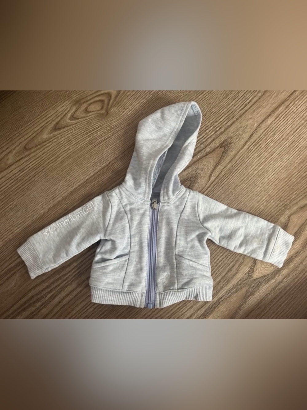 American Girl Heather Gray Hooded Zip-Up Sweatshirt